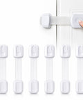 Baby Proofing And Kid Proofing Essentials Outlet Covers Cabinet Locks Drawer Safety Latches Door Stoppers And Strap Locks White 6 Pack