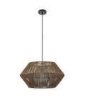 Malay 1-Light Pendant Light with natural twine shade and black hanging cord, featuring Boho Hygge vibe design