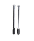 Metal bolts with black plastic handles isolated on white background.