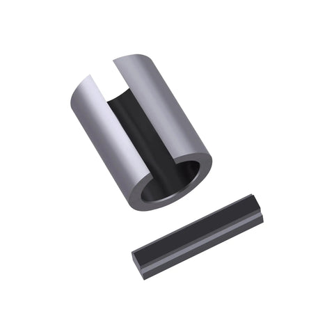 Heavy Duty Shaft Adapter From 1 Inch Straight Shaft To 1-7/16 Inch, Fits Gas Engine Pulleys, Includes 1/4 To 3/8 Inch Key, 2 Inch Long, Black, Sleeve Attachment For Easy Pulley Conversion. 2-inch black shaft adapter with 1/4 to 3/8 inch key