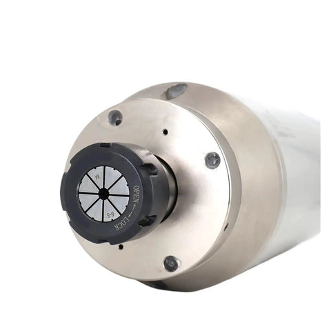 Top Shelf 6.5KW Water Cooled Spindle Motor With ER32 Collet For CNC Router showing ER32 collet detail, precision engineering for heavy-duty tasks.