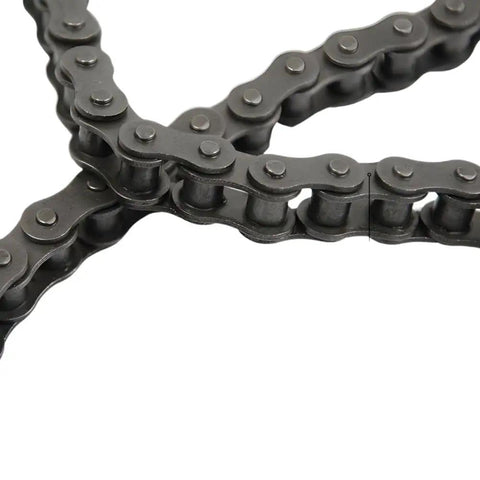 Top Tier 41 Roller Chain For Go Kart Bike And ATV Projects Plus 2 Links To Connect It Right For Your Industrial Machinery Needs Without A Hassle, detailed view of black roller chain links.