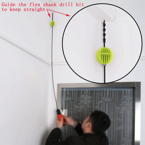Flex Bit Placement Tool And Bumper Ball Guide Kit For Quarter Inch Shank Drill Bits With In Wall Alignment in use