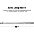 15 Inch Wrench Extender With Extra Reach And Torque Boost, Chrome finish ergonomic grip for mechanics DIYers and pros.