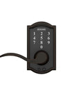 Keyless Entry Lock With Accent Lever In Aged Bronze, Electronic Door Lock With Auto Lock Or Unlocked Modes, Pre Programmed Codes