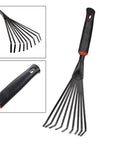 13 Inch Stainless Steel Handheld Shrub Rake With Nine Claws for Loosening Soil, Weeding, Planting, and Weed Removal in Small Gardens