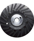 Front view of 4.5-inch resin-fiber sanding disc backing pad with 7/8" arbor