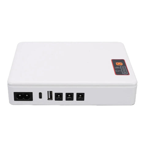 Solid Mini Ups Battery Back Up Packing 20800 Mah Capacity view with multiple output ports for smooth power supply.