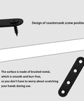 Design of countersunk screw position on 12 Piece Premium Steel Heavy Duty Black Straight Corner Braces With Matching Screws.