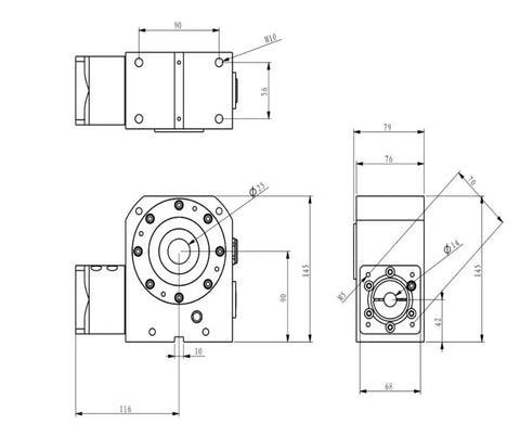 Heavy Duty Cnc Milling Dividing Head Fourth Axis Rotary Indexer With 15 To 1 Ratios Dead Nuts Accurate Aluminum Body blueprint diagram showing dimensions.