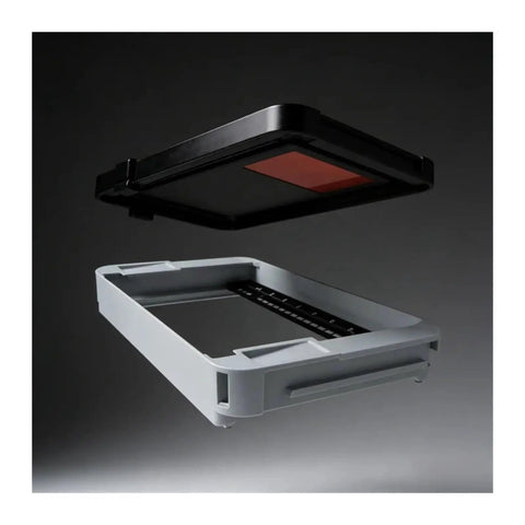 Replacement Resin Tank For 4L SLA 3D Printer Heavy Duty FEP Vat depicted, showing sturdy black lid and gray tray.