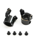 Kick Some Serious Dust On Rocky Trails With This Heavy Duty Black Brass Front C Hub Carrier Built Tough For 1/10 Rc Crawler Cars, showing black brass C hub carriers and screws.