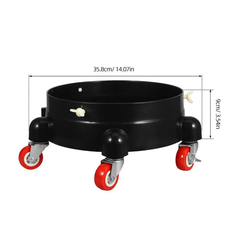 Heavy Duty Rolling Wash Bucket Dolly For 5 Gallon Pails Locking Swivel Wheels Smooth Drainage Tray Sweet Auto Detailer Setup Grind Free Garage No Sweat Cleanup Utility Hauler