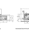 3D Adjustable Heavy-Duty Concealed Cabinet Hinge With Silver Finish, Beefy Hidden Door Hardware For Kitchen Cabinets, Furniture Projects, And DIY Installations, technical dimensions for recessed frame facings and aluminium frame facings