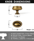 Antique Brass Double Ring Oval Cabinet Knobs Set Of 12 dimensions diagram with weights and sizes listed for DIY projects.