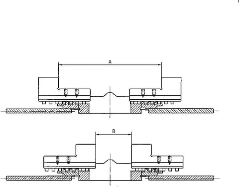 Self Centering 3 Jaw Chuck For Welding Positioner WP 220 Rock Solid Hold On Irregular Parts Stable Setup Easy Adjustment Vibration Resistant Built For Quick No Fuss Machining technical drawing of 3-jaw chuck dimensions A and B