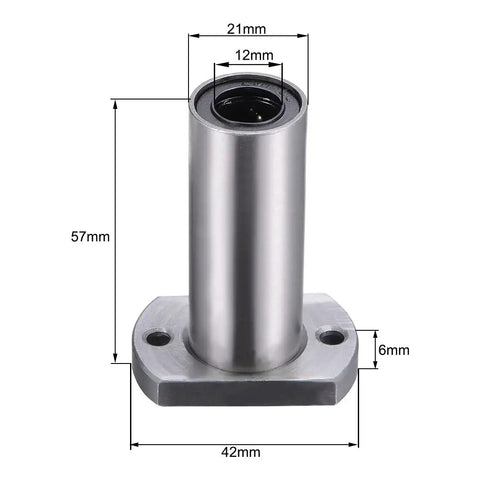 Heavy Duty 12mm Linear Ball Bearings With Extended Double Flanges For Super Slick Slide And Rock Solid Track Movement Premium Chromium Steel Core, 57mm height, flange dimensions 42mm x 6mm.