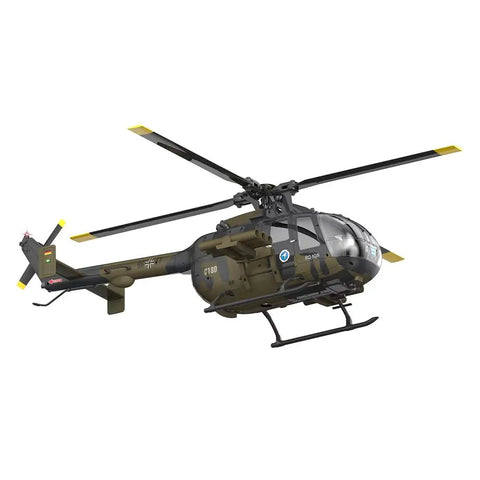 Era C180 BO-105 RC Helicopter With 6-Axis Gyro, 6CH Brushless Motor, Camouflage design in flight view