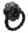 Antique Wrought Iron Cabinet Ring Drop Pulls Matte Black Finish 2 Pack for vintage wood doors and furniture