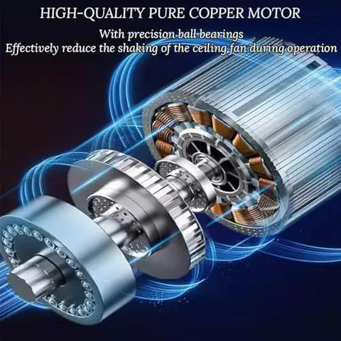 High-quality pure copper motor of Heavy Duty 1200Mm Three Blade Metal Ceiling Fan With Low Decibel Operation showcasing precision ball-bearings.