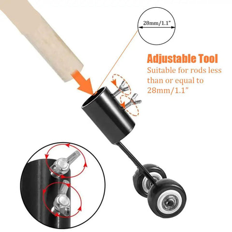 Adjustable Stand Up Weed Puller With Wheels For Garden Patio Backyard Lawn Sidewalk And Driveways Back Saving Easy Pull Weeding Tool For Standing Weeds And Quick Yard Cleanup showing adjustable rod attachment.