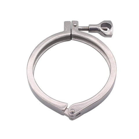 Stainless steel sanitary clamp, single-pin tri-clamp, Clover style, 4 in tube OD