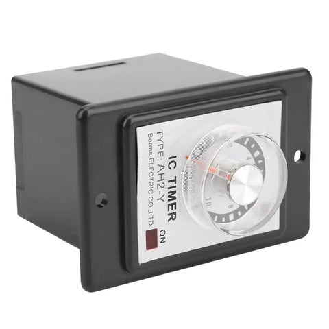 AH2 Y Time Relay 24V Low Voltage Delay Timer For Industrial Control And Electrical Systems With A 10S Delay PVC Housing Boss Level Rugged Component For Home Appliances And Low Voltage Equipment, black PVC timer relay front view