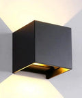 LED Aluminum Outdoor Wall Sconce Dope Cube Light for Patio and House Exterior 6W Waterproof 100 277V Warm White 3000K Two LEDs Black Finish Modern Exterior Wall Lighting