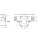 Diagram of 3-Pack Mini Hydroelectric Generator With Micro Water Turbine Output 5V 12V 80V DC Portable Charger, dimensions shown.