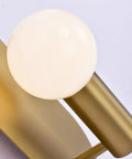 Close-up of Two Pack Brushed Gold Oval Wall Sconces Modern Mid Century Vanity Lights For Bathroom Mirror And Living Room Hallway Dope Minimalist Design With Concealed Lamp Base And Thick Solid Back Plate showing the detailed lamp base.