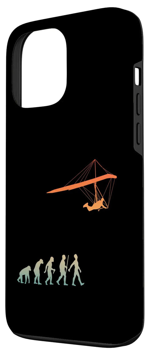 Dope Hang Glider Art IPhone 13 Pro Max Case For Men And Women Gift Idea For Hang Gliding Fans And Air Sports Lovers Cool Protective Phone Case With Dope Artwork showing evolution to hang gliding