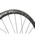 Rad Carbon Road Wheelset 700c Clincher Ride Ready 38mm Deep 23mm Wide, close-up of rim profile, Toray T700 Matte 3K Finish
