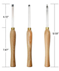 Three-piece YUFUTOL carbide woodturning tool set with wooden comfort-grip handles (diamond, round, square) by Amazon.