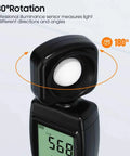 Pro Grade Lux Meter With 0 To 200000 Lux Range And 180 Degree Rotating Sensor, Backlit LCD, Handheld Illuminance Tool For Plants, Photography, Indoor Studio, Film And Video Creation with rotating sensor and LCD
