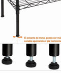 Foot of Five Tier Heavy Duty Storage Rack In Black with adjustable leveling feet for stability and durability.