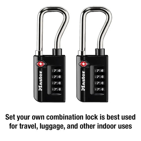 Two Pack Set Your Own Combination TSA Approved Luggage Locks For Suitcases, Backpacks, And Bags, Durable Black 4-dial padlocks