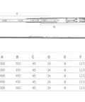 Technical diagram of Soft Close Drawer Slides With No Fuss 3 Fold Full Extension Telescopic Rails And Damping Buffer, 400mm.