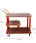 Solid As A Rock Three Tier Serving Cart Heavy Duty Kitchen Utility Trolley With Stainless Steel Accents 87x45x90cm