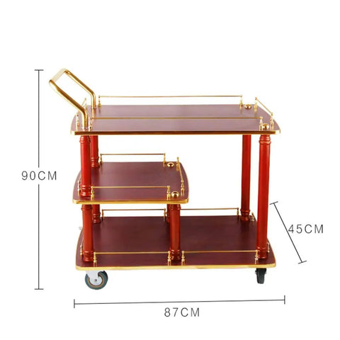 Solid As A Rock Three Tier Serving Cart Heavy Duty Kitchen Utility Trolley With Stainless Steel Accents 87x45x90cm