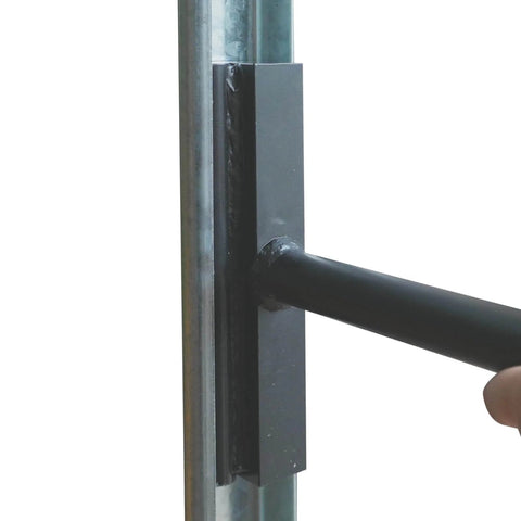 Vertical Track Repair Tool Set for 2 Inch Garage Door Roller Rails Pro Grade Repair Kit being used on metal track