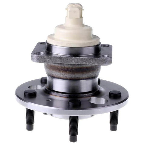 Rear Hub with Sealed Ball Bearing and Wheel Speed Sensor, 5-Lug, pre-greased, for Buick models, front view of assembly