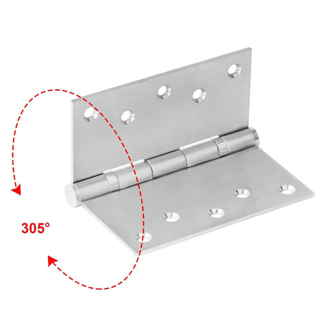Beefy Heavy Duty 4 Pack Square Door Hinges, 5 Inch, 201 stainless steel ball bearing with brushed finish, 305-degree rotation