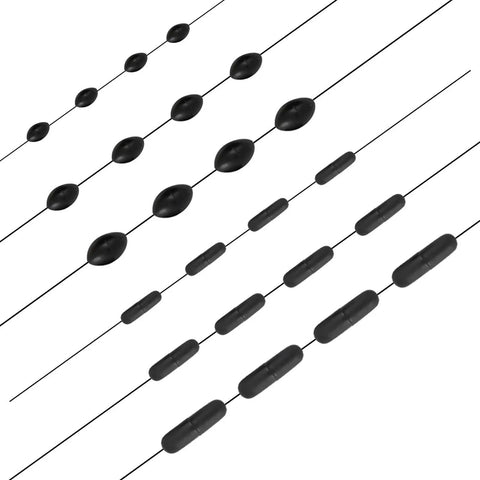 1080Pcs Fishing Bobber Stops Kit With Oval And Column Shape Float Sinker Stops Black Rubber 6 In 1 Bobber Stop Set