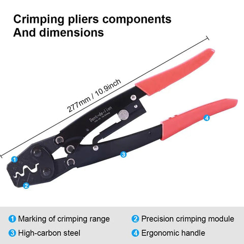 Beefy Heavy Duty Crimping Pliers For 50 Amp 600V Terminals All Purpose Crimp Tool For 1.25 To 16 Mm2 Wires HS-16 Cable Lugs Cutter