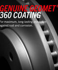 Brake rotor close-up showing Genuine Geomet 360 Coating label.