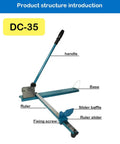 Manual Guide Rail Cutter Tool With Double Groove And 50cm Ruler for slotted aluminum, showing handle, ruler, slider baffle.