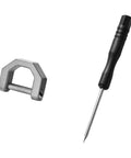Alloy Mini Keychain Clip With Detachable Screwdriver Tool, showing gray clip and black handle with metal tip.