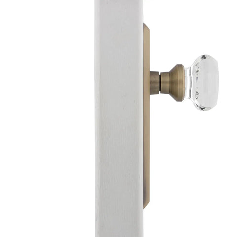 Crystal Door Knob With Long Back Plate Set, New York Waldorf Style Vintage Hardware For Homes, Elegant Glass Knob With Durable Finish, Timeless Charm And Classic Look, No Fuss To Install