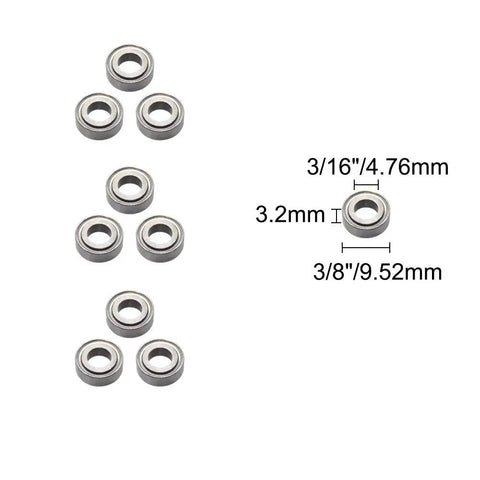 Router Bit Bearing Kit Top Mounted Bearings With Three Sixteenths Inch Inner Diameter And Three Eighths Inch Outer Diameter dimensions