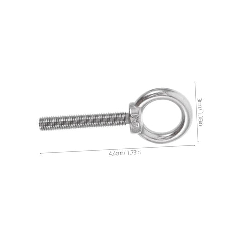 Pro Grade Stainless Steel Eye Bolt M10x60 With Nut And Flat Washer Long Reach threaded rigging gear shown with dimensions.